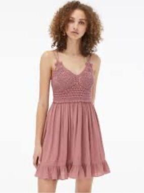 Aeropostale Crochet Bodice Mini Slip Dress Fairy Whimsical Boho Romantic Size L